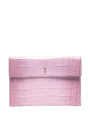 Alexander McQueen crocodile-embossed skull clutch bag