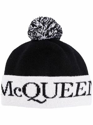 Alexander McQueen McQueen intarsia-knit logo wool beanie