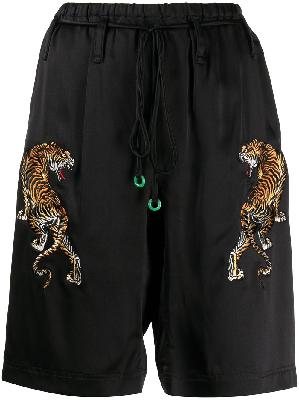 Alexander Wang tiger-embroidered silk-satin pyjama shorts