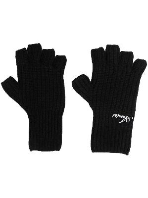 AMIRI logo-embroidered cashmere fingerless gloves