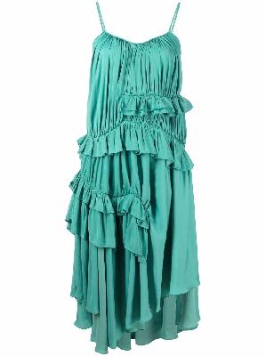 Andersson Bell asymmetric gathered ruffle dress