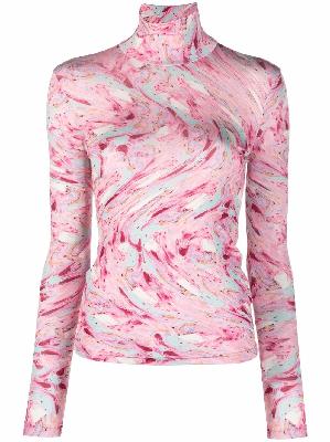 Andersson Bell marbled-pattern roll-neck T-Shirt