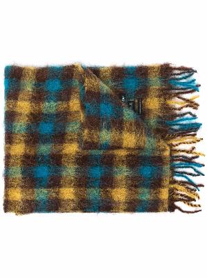 Andersson Bell gingham-check fringed scarf