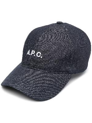 A.P.C. logo-print denim cap