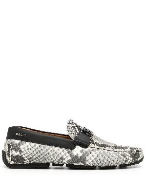 Bally snake-effect flat loafers