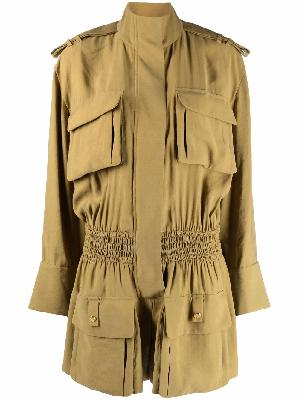 Balmain military-style smocked waist jumpsuit