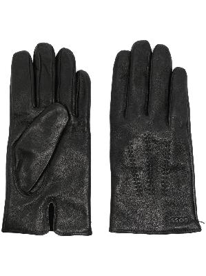 BOSS logo leather gloves