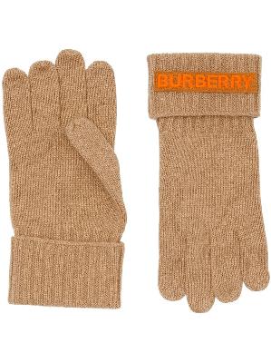 Burberry cashmere logo appliqué gloves