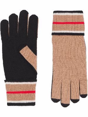 Burberry striped-cuff gloves