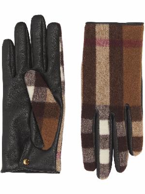Burberry check-panel leather gloves