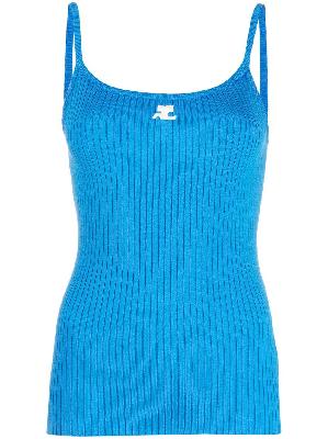 Courrèges logo print ribbed knit top