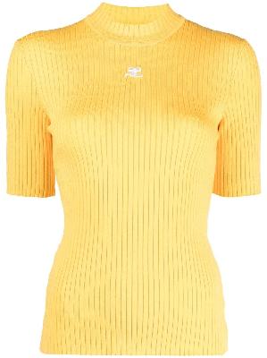 Courrèges logo print ribbed knit top