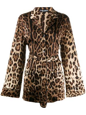 Dolce & Gabbana leopard-print satin pajama shirt