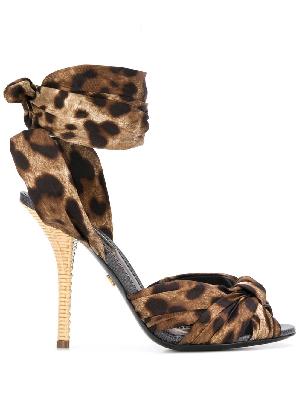 Dolce & Gabbana leopard print tie fastening sandals