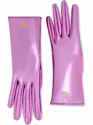 Dolce & Gabbana logo-plaque leather gloves