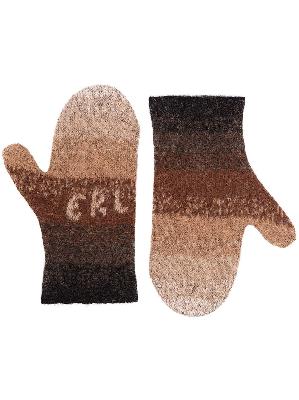 ERL logo-detail striped gloves