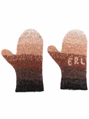 ERL logo-knit striped mittens