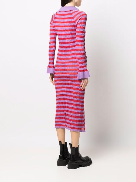 Kiko Kostadinov striped ribbed knit midi dress