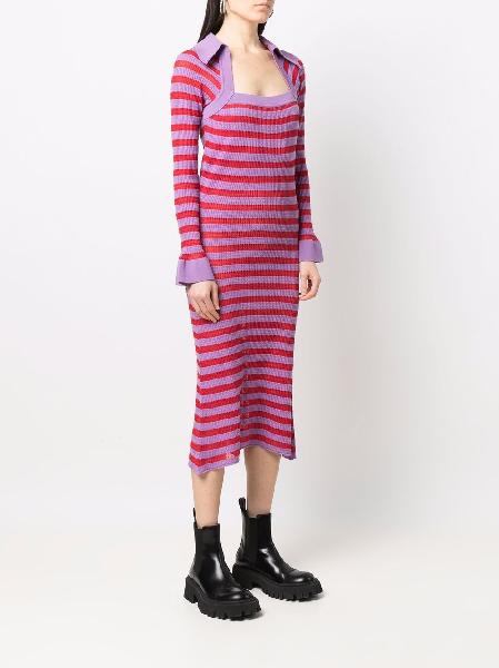 Kiko Kostadinov striped ribbed knit midi dress