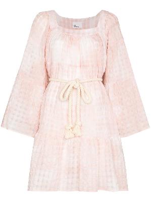 Lisa Marie Fernandez tie-dye check belted dress