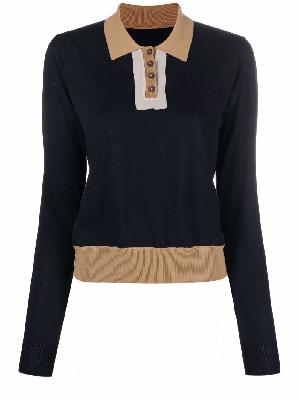 Maison Margiela contrast-collar knitted top