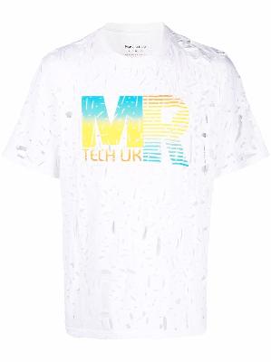 Martine Rose logo-print cut-out T-shirt