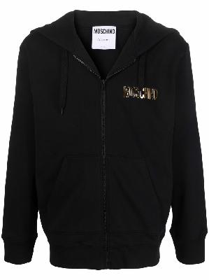 Moschino logo-lettering zip-up hoodie