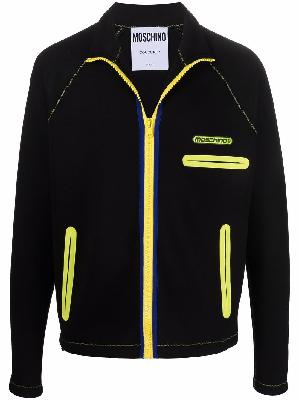 Moschino logo-patch zip-up sweatshirt