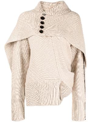 Peter Do asymmetric ribbed-overlay wool jumper