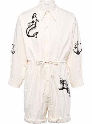 Prada motif-print cotton jumpsuit