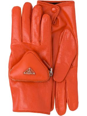 Prada pouch-detail logo gloves