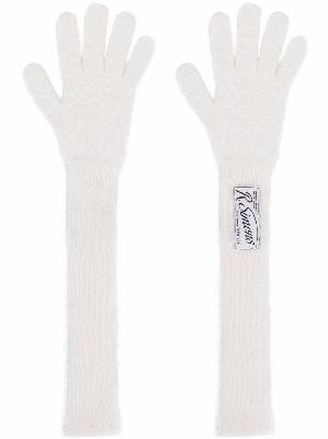 Raf Simons logo-patch wool gloves