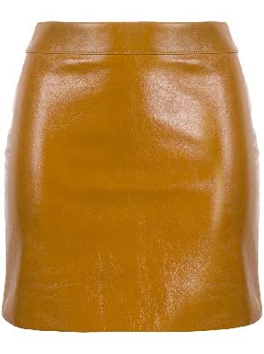 Saint Laurent high-waist calf leather mini skirt