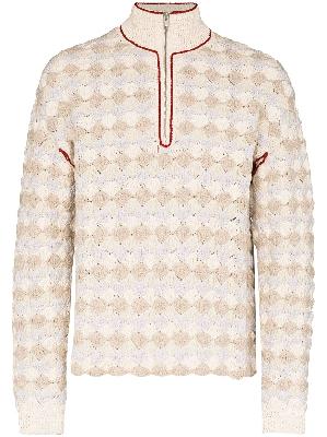 Stefan Cooke crochet-knit half-zip jumper