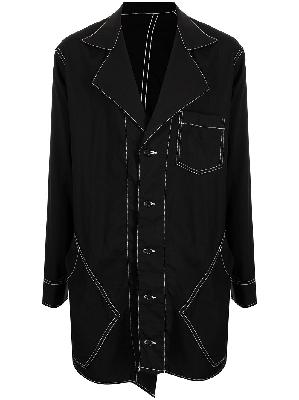 sulvam contrast stitching oversized shirt jacket