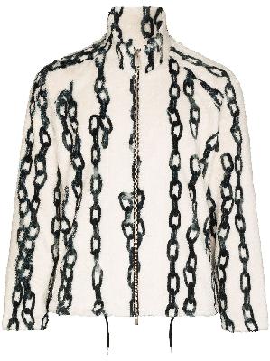 sulvam chain-print fleece jacket