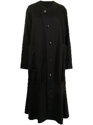 sulvam long wool pleat-detail coat