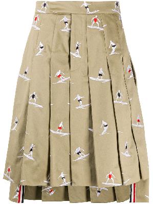 Thom Browne surfers embroidered pleated skirt