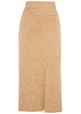Car Wash light brown wool-blend midi skirt
