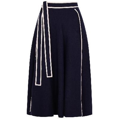 3.1 Phillip Lim Navy Wool-blend Midi Skirt - M
