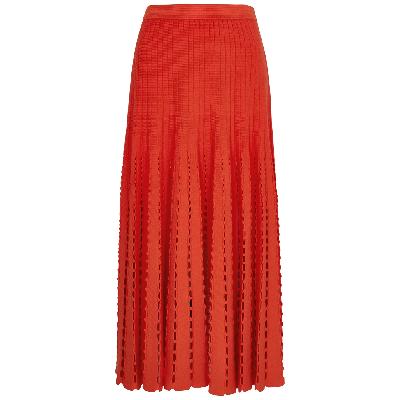 3.1 Phillip Lim Pointelle Ribbed-knit Midi Skirt - Orange - L