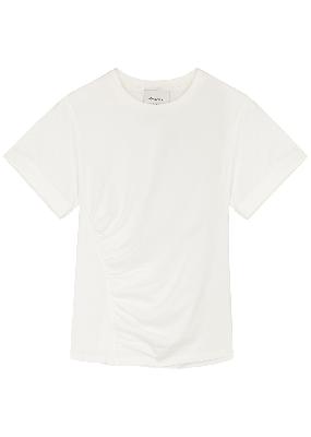 White ruched cotton T-shirt