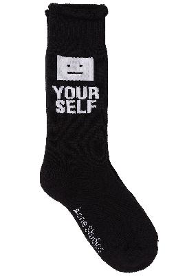 Zanye black logo cotton-blend socks
