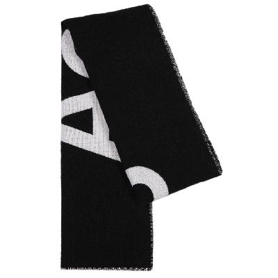 Acne Studios Toronto Logo-intarsia Wool-blend Scarf - Black And White