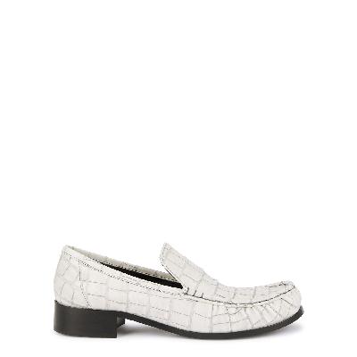 Acne Studios Crocodile-effect Leather Loafers - Off White - 5