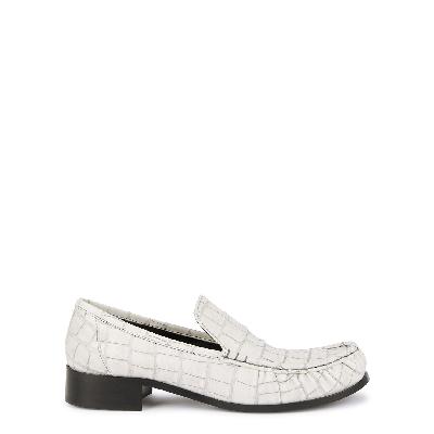 Acne Studios Crocodile-effect Leather Loafers - Off White - 8