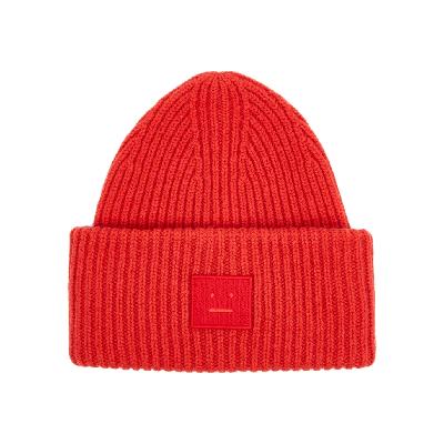 Acne Studios Pansy Ribbed Wool Beanie - RED
