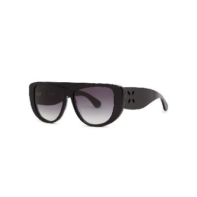 Alaïa Petal Black Oversized Sunglasses - Black Grey