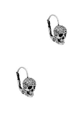 Skull-embellished silver-tone hoop earrings