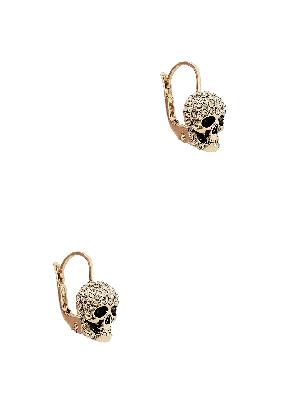 Skull-embellished gold-tone hoop earrings
